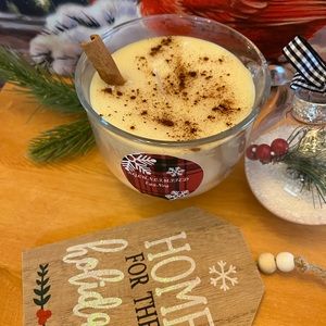 Eggnog in Glass candle Grubbied Handmade in our shop
